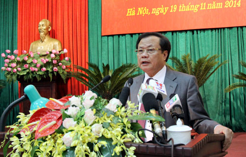 Bí thư Thành ủy Phạm Quang Nghị phát biểu kết luận hội nghị.